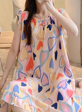 棉绸睡裙女夏季薄款性感背心连衣裙日系宽松睡衣可爱风学生家居服