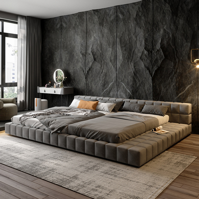 北欧现代简约超大布艺床