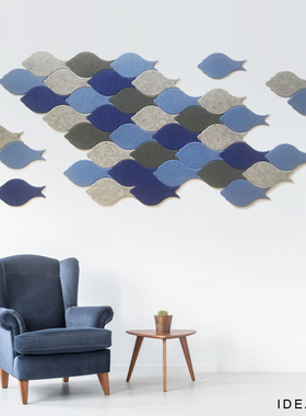 鱼群毛毡3d立体墙贴创意北欧环保防撞现代简约沙发电视背景墙卧室