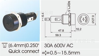 保险丝座 R3-41 10.3*38.1mm 30A 600V AC