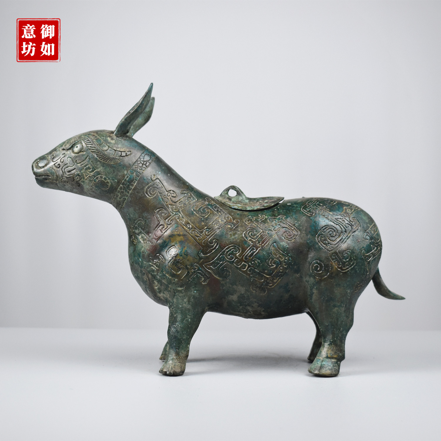 青铜器牺尊摆件仿古纯铜酒器酒柜装饰品博古架装饰工艺品影视道具