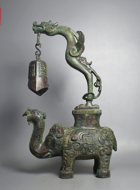 青铜器仿古象尊龙钟大号摆件乐器