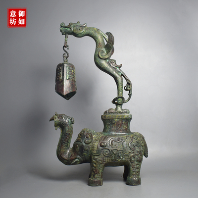 青铜器仿古象尊龙钟大号摆件乐器
