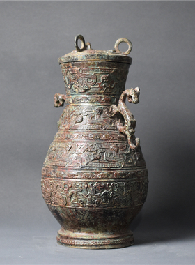 御如意纯铜花瓶中式家装铜摆件