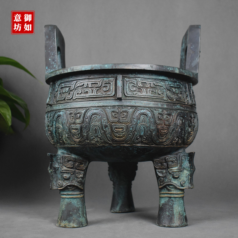 青铜器铭文大克鼎三足圆鼎摆件