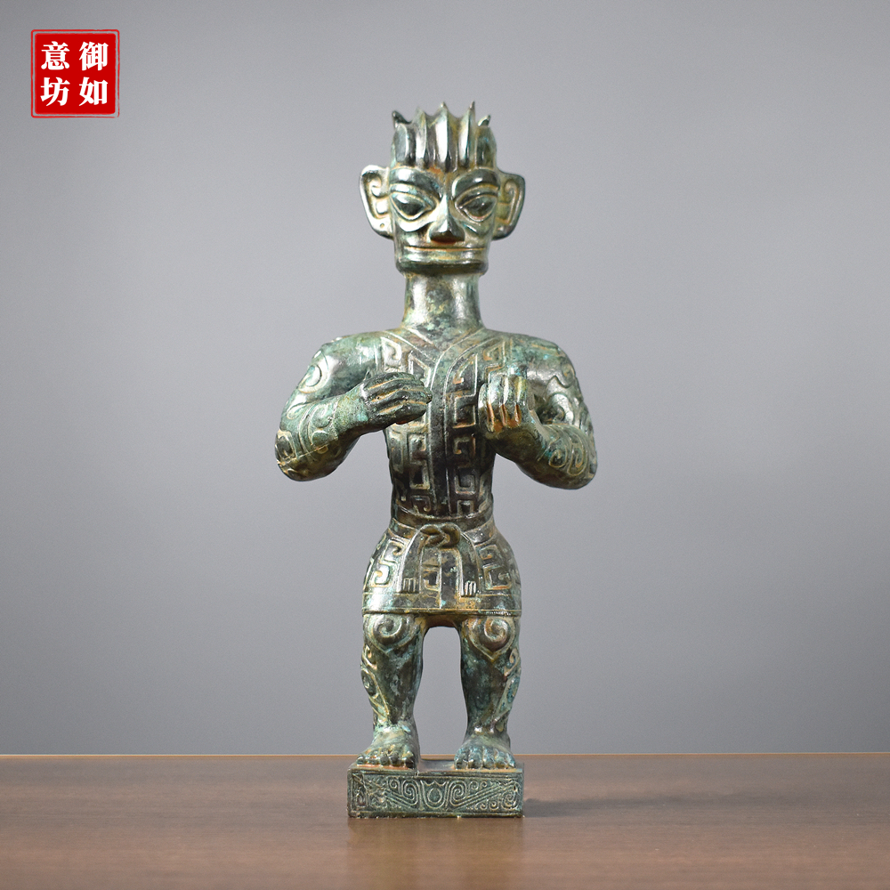 青铜器武士俑大力士仿古神人像摆件纯铜特色工艺礼品古玩收藏送礼