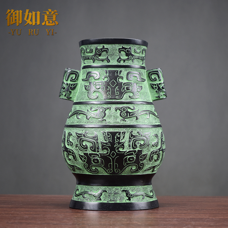 仿古青铜器扁壶凤瓶工艺品摆件送礼复古家居汉婚道具创意古典礼品
