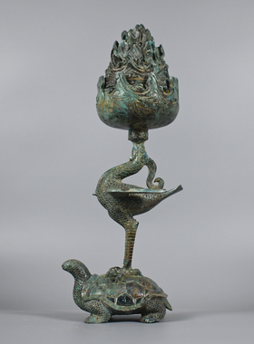 青铜器凤鸟龟鹤延年熏香炉博山炉