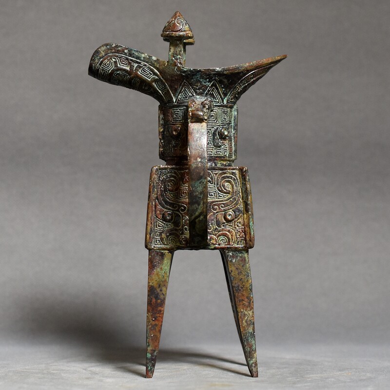 仿古青铜器酒杯铜爵饮酒器摆件仿古工艺品酒樽影视婚庆道具装饰