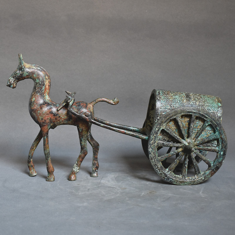 江苏仿古青铜器秦国马拉车纯铜战车古玩收藏品办公室软装饰品摆件