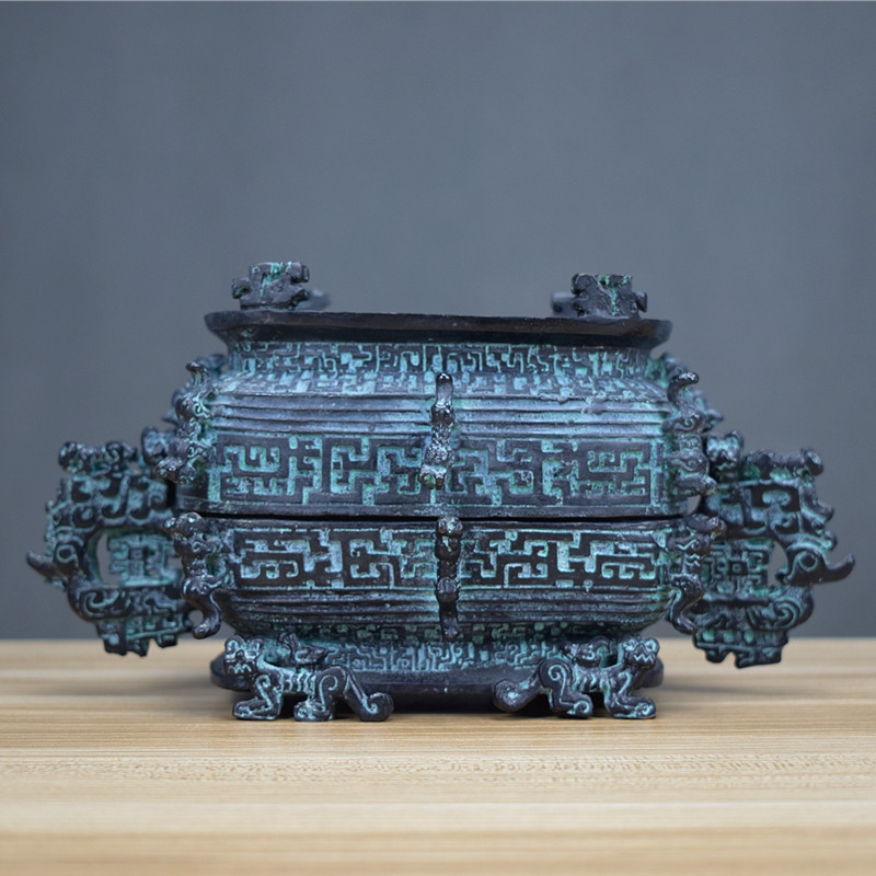仿古青铜器纯铜秦公簋青铜方簋博物馆收藏摆件书房工艺品古玩礼品