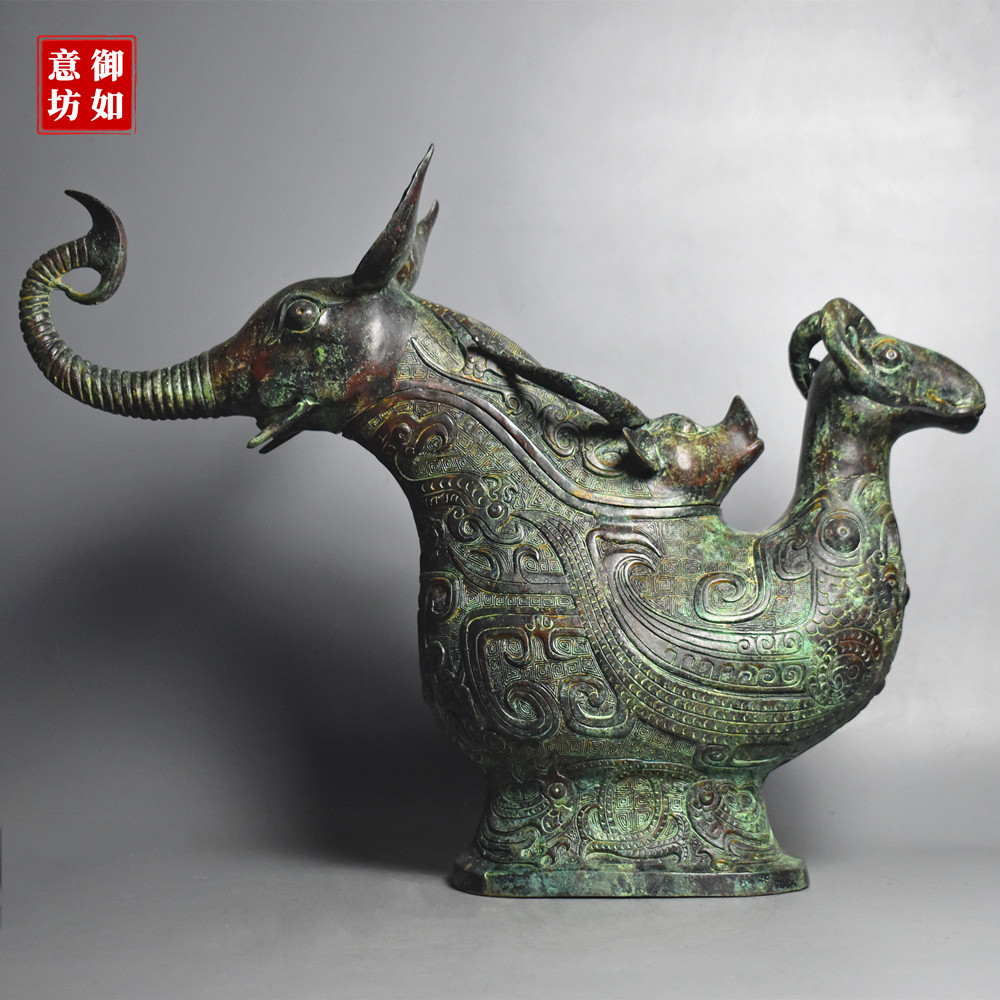 青铜器象觥猪觥羊觥仿古酒器纯铜摆件古典装饰家居办公特色工艺品