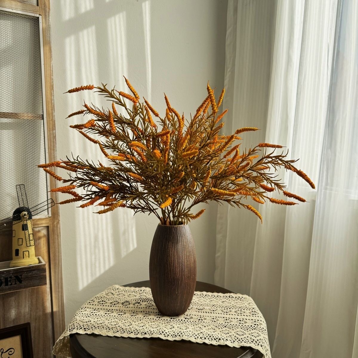 秋色鼠尾草仿真花花束配饰假花客厅插花餐桌装饰干花摆件麦穗摆设