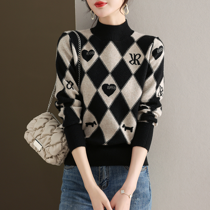 东莞大朗不起球桐乡短款高领毛衣打底针织衫秋冬广州十三行女装