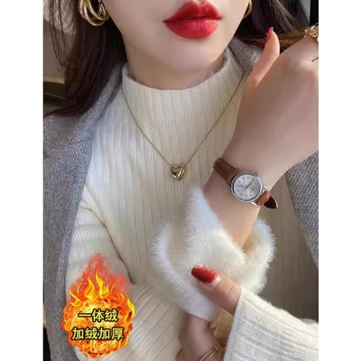 东莞大朗2025年秋冬季新款不起球毛衣女半高领加绒加厚打底针织衫