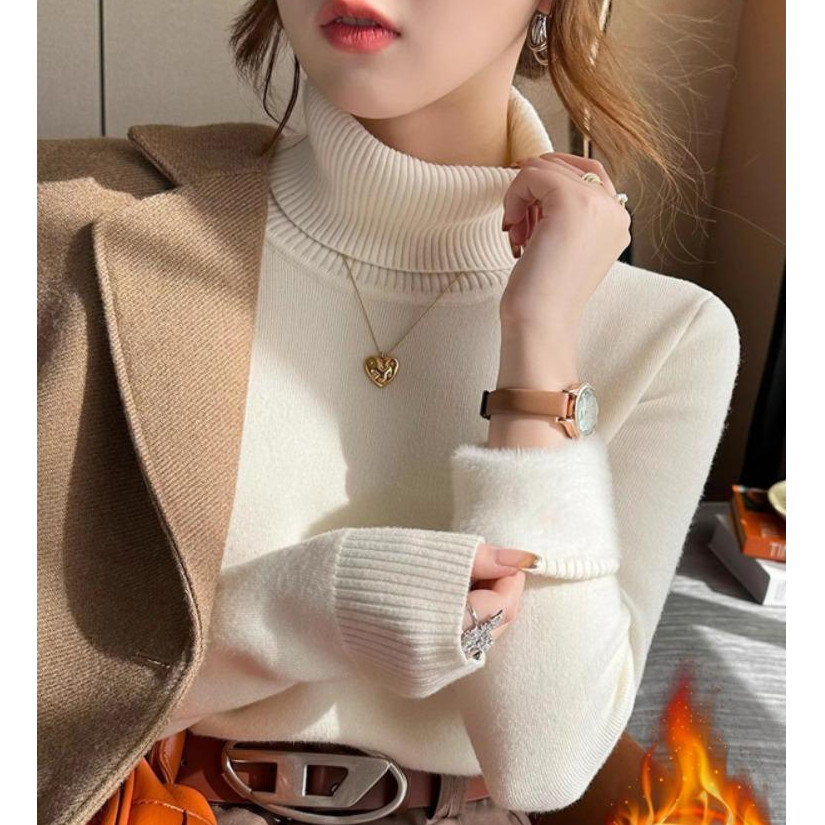 东莞大朗不起球正品加绒毛衣新款洋气女装桐乡义乌高领打底针织衫