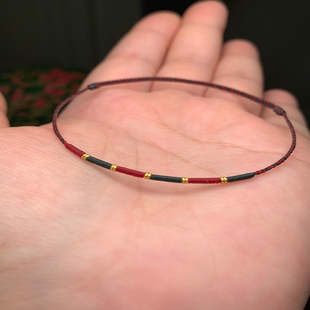 蜡线金刚结手工红绳女本命年细款精编红绿手绳可调节转运手绳五彩
