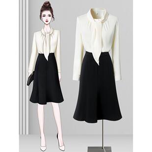 ol通勤套装 上衣气质名媛时尚 裙 女高级感轻奢减龄洋气法式 职业衬衫