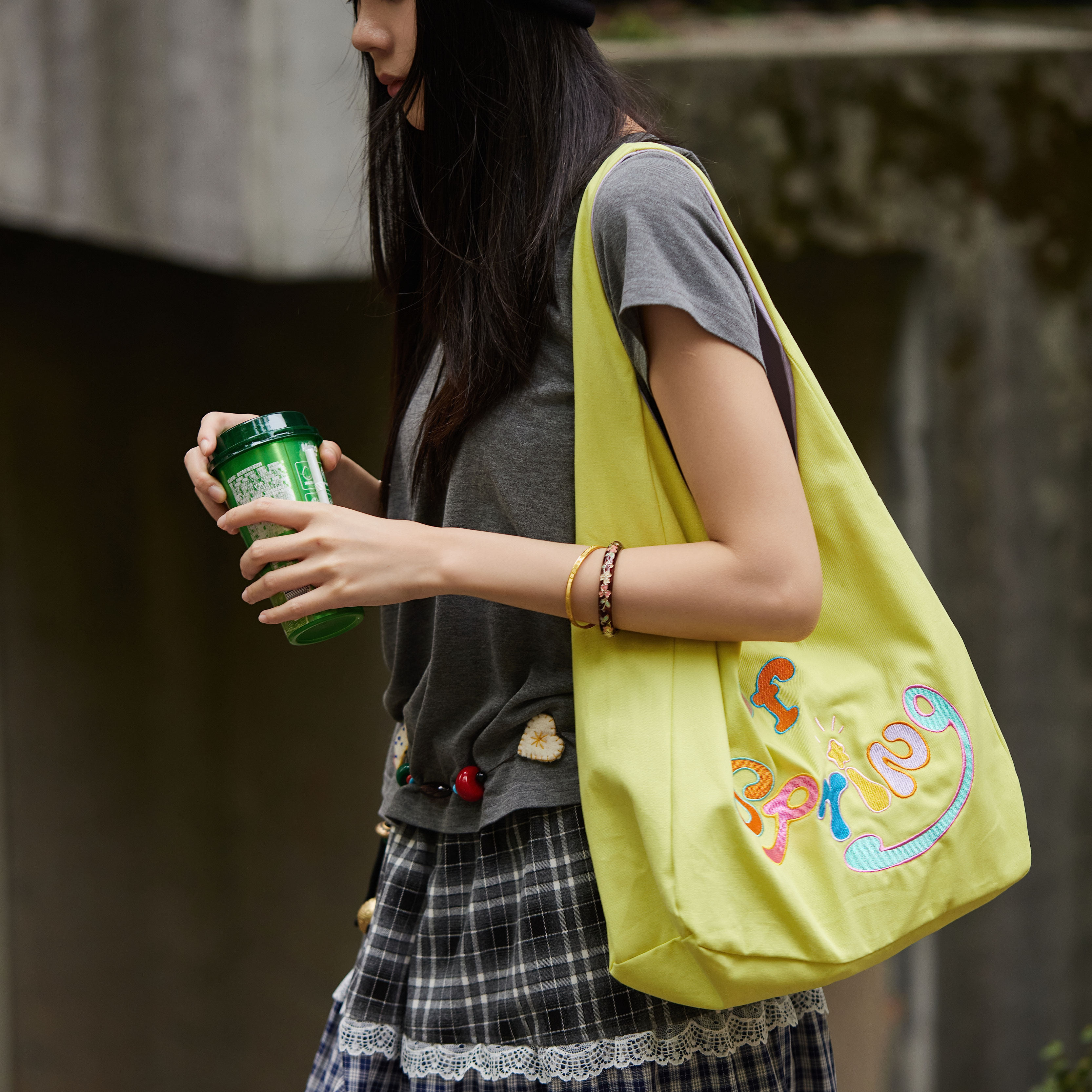 三号黑店 原创设计 帆布包大容量韩系休闲单肩包挎包刺绣通勤双面