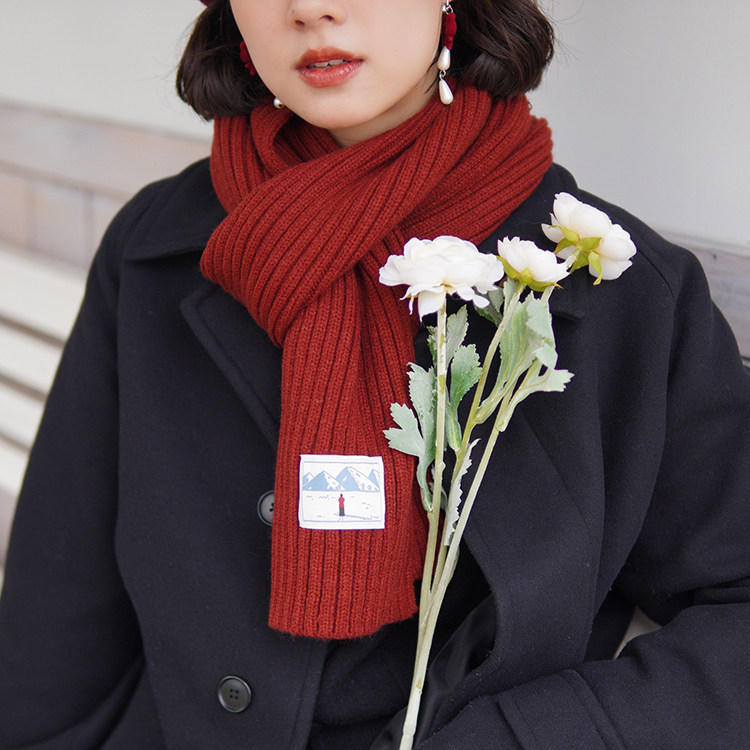 三号黑店 情侣男女保暖冬季《情书》针织 纯色文艺日系围巾 19/12