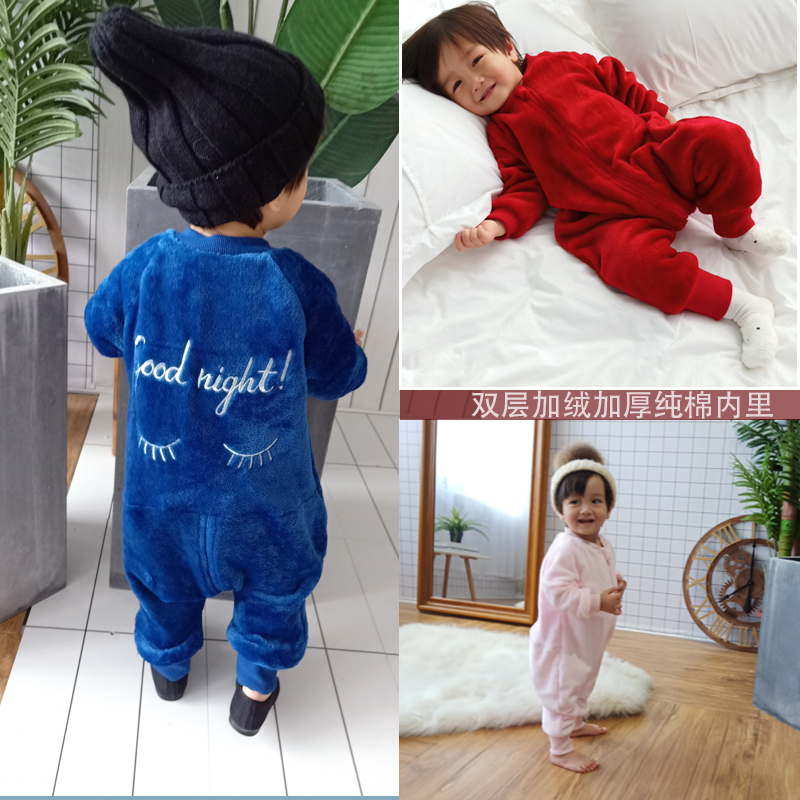 宝宝加绒睡衣居家连体睡袋衣服