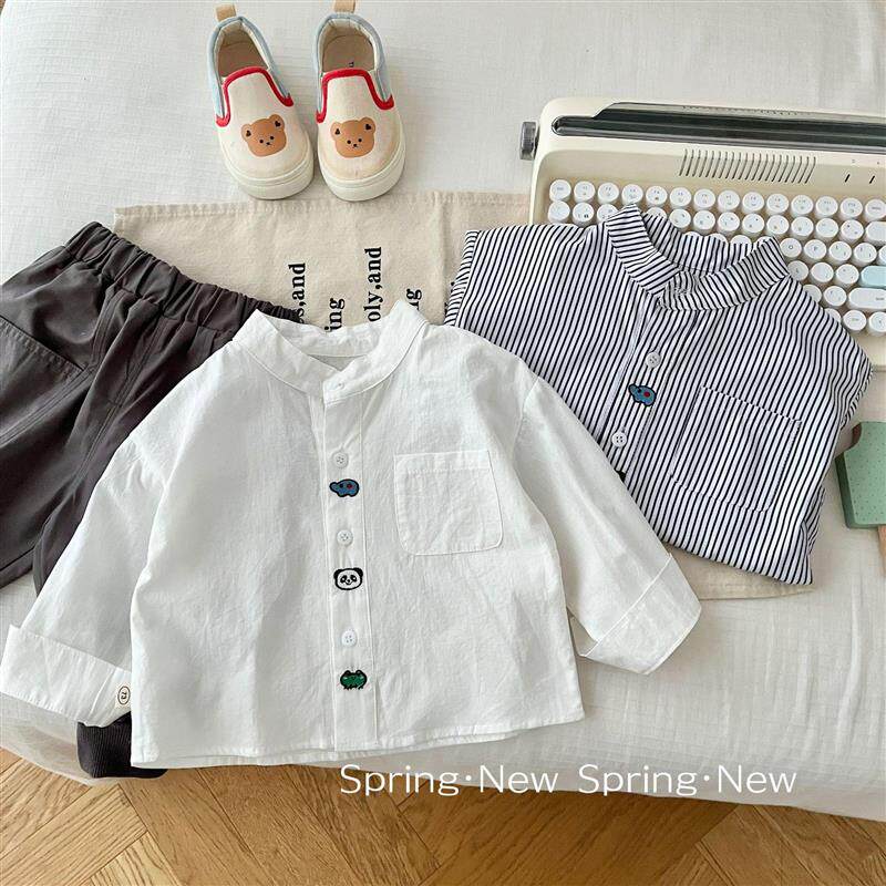 儿童立领衬衫1-6岁春秋韩版童装上衣男童时尚洋气衬衣女宝宝春装