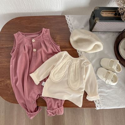 2025春秋婴儿衣服可爱兔子连体衣女宝宝休闲背带裤打底衫两件套装
