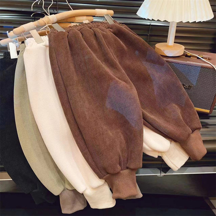 韩版男女童棉裤加绒加厚冬装一体绒宝宝休闲裤子运动长裤潮款保暖