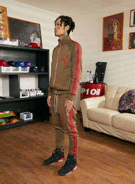 TGFCLUB 刺绣killer手势街头drill美式运动织带重磅卫衣卫裤套装