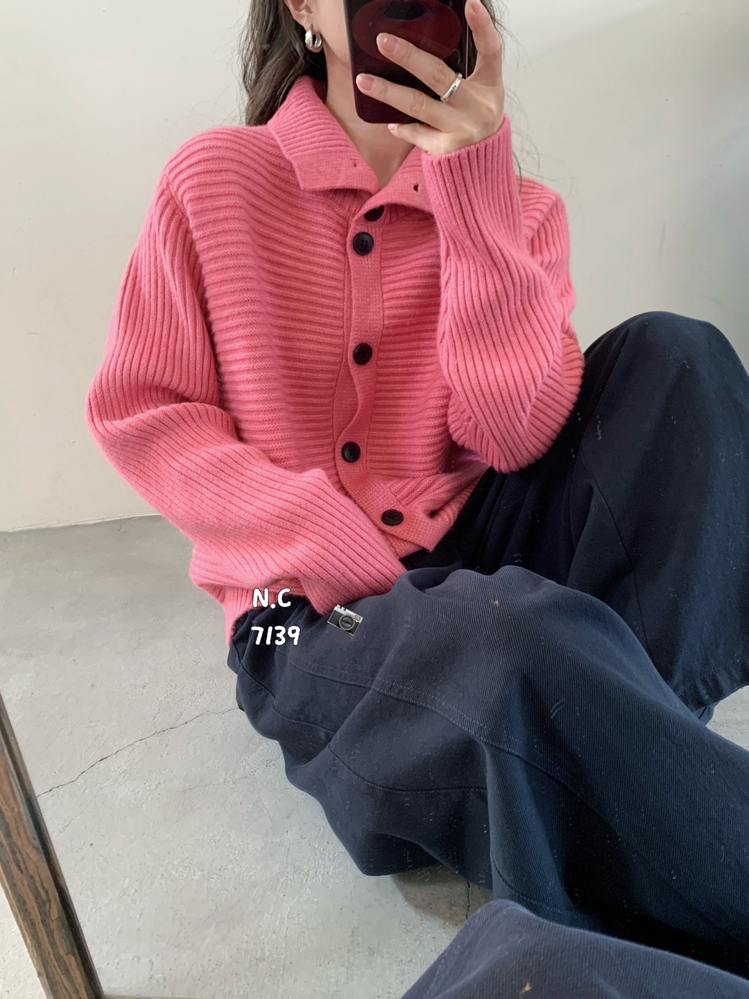 高领撞色排扣宽松休闲英伦风针织开衫2025年秋冬气质百搭洋气线衫