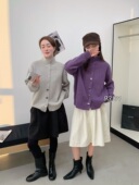 慵懒风立领长袖 宽松显瘦洋气内搭上衣 冬季 毛衣开衫 外套女2025新款