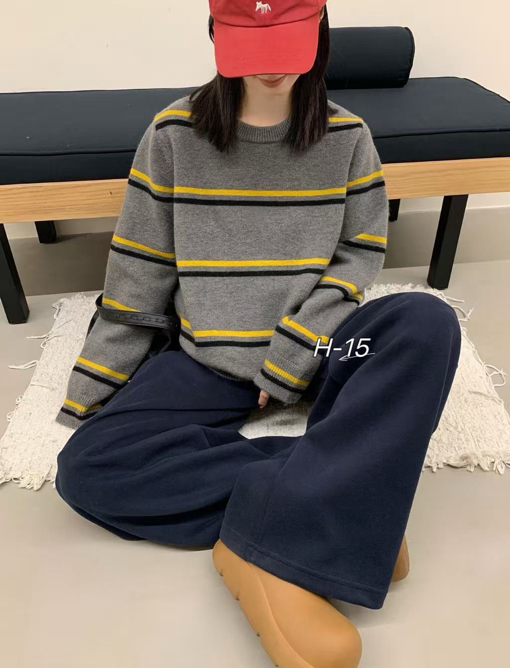 秋季女士条纹圆领毛衣女2025新款慵懒风针织衫内搭可外穿上衣秋冬