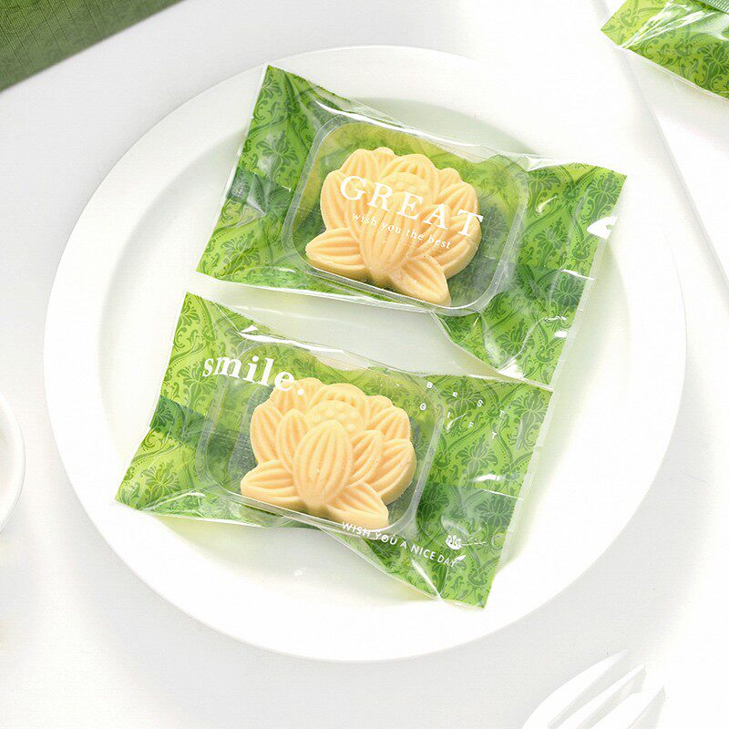 绿豆糕包装袋绿色机封袋加厚30克50吸塑盒底托月饼袋冰糕单独袋子 - 实物图