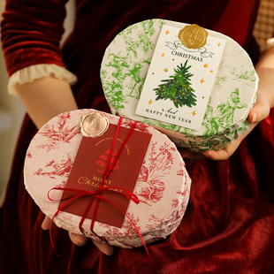 2025圣诞节抱抱桶新年包装盒椭圆盒子创意包装纸礼物盒雪梨纸礼盒