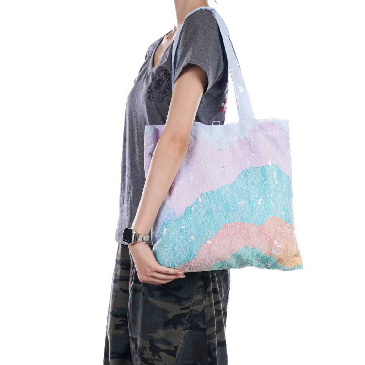 无则艺【蕾丝托特包】彩色山峦女生休闲通用小众单肩百搭个性时尚,箱包皮具/热销女包/男包,单肩包,淘宝优惠券,粉丝福利购,淘宝优惠卷