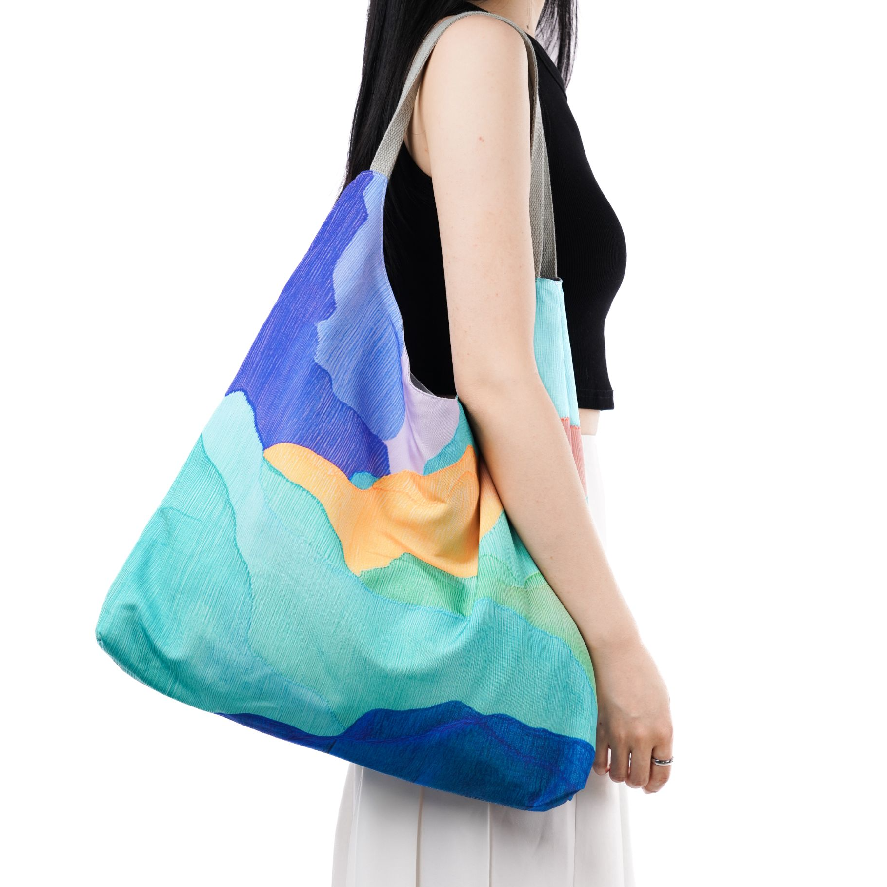 无则艺【冰丝月牙包】彩色山峦夏季款时尚印花运动单肩环保百搭小,箱包皮具/热销女包/男包,单肩包,淘宝优惠券,粉丝福利购,淘宝优惠卷