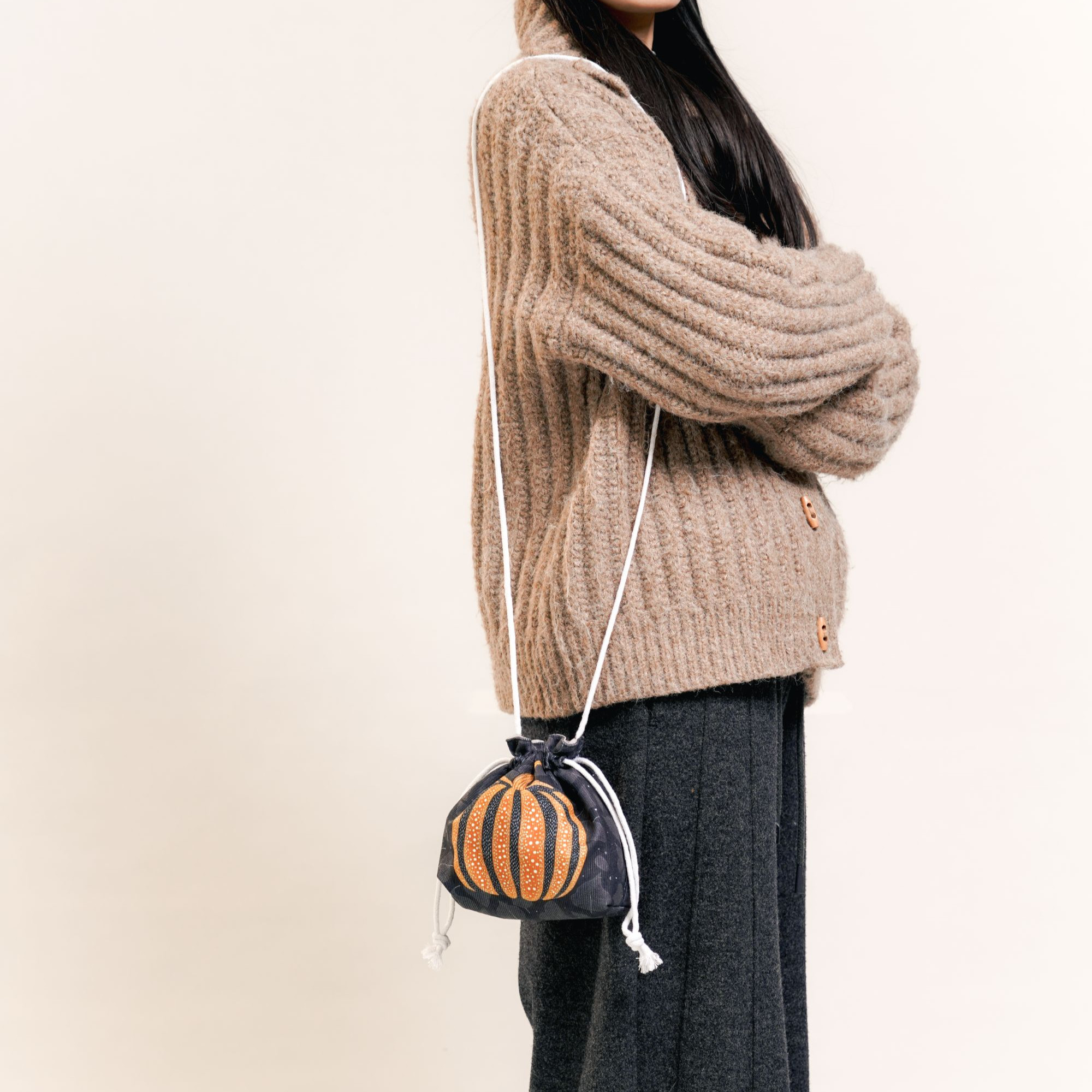 无则艺【长绳福袋包】波点南瓜抽绳小包便携布包束长绳包休闲百搭,箱包皮具/热销女包/男包,单肩包,淘宝优惠券,粉丝福利购,淘宝优惠卷