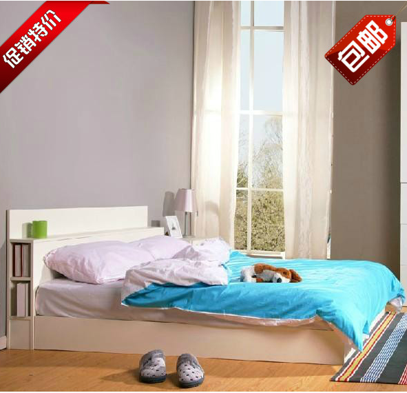 组装板式床 双人床 单人床 加大储物箱体床 免费送货安装 包邮