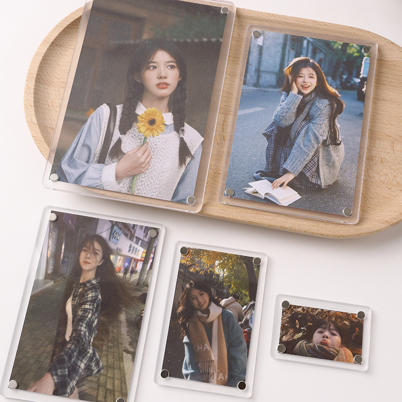 可得优亚克力拍立得磁吸相框爱豆小卡展示照片冰箱贴展示框磁铁透明相框小卡砖磁力贴透明展示框CXXK