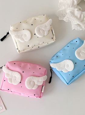 卡通少女天使翅膀便携化妆包学生小号卫生棉收纳包姨妈巾月事包包