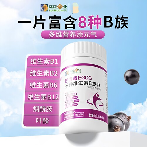 葵花药业巴西莓EGCG多种维生素B族片女性vb1b2b6烟酰胺叶酸正品