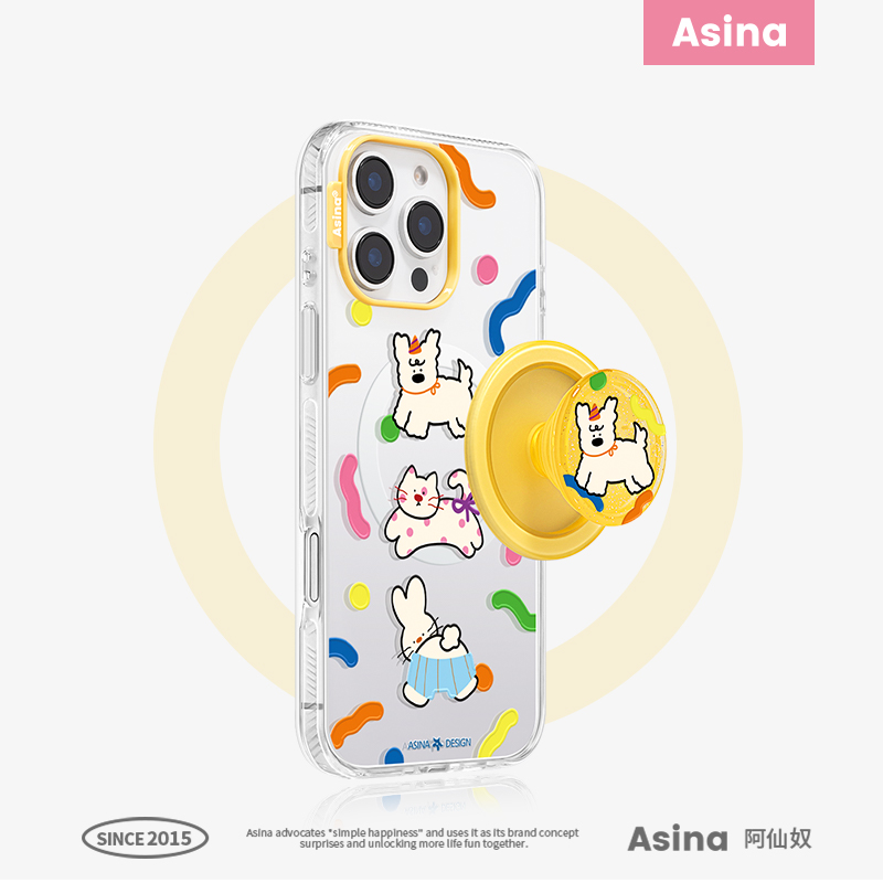 萌宠趣绘适用苹果16Promax手机壳14磁吸支架iPhone15pro保护套Ho8网红可爱简约女小众全包ip13Pro新款高级感