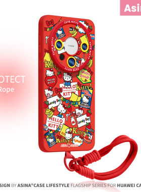 新年凯蒂贴纸适用华为mate80Promax手机壳液态硅胶mate60pro保护套mt40高级感红色可爱70pro全包新款创意超薄