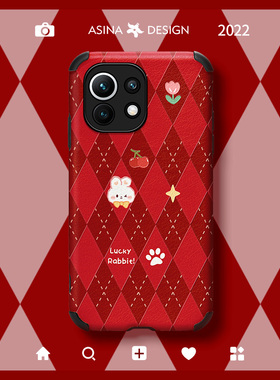 菱格小白兔适用小米12手机壳新款适用小米11个性12pro可爱10创意11ultra超薄新年软9至尊mix4全包套青春版12x