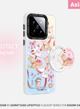 甜品小兔适用小米15手机壳磁吸支架小米14Pro女款保护套vivox100Pro全包防摔新款趣味创意13高级感Ultra女