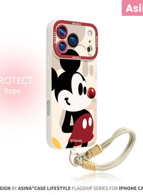 红鼻子米奇适用iPhone17Promax手机壳新款苹果16液态硅胶挂绳ip15保护套迪士尼12可爱软全包高级女14pm防摔13