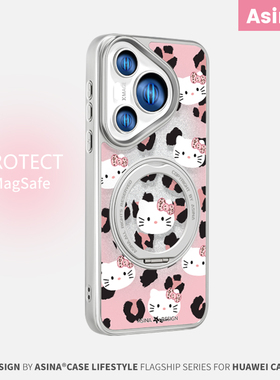 粉红豹纹KT适用华为Pura70pro手机壳磁吸pura70支点壳新款带支架Qo1全包闪粉p70女保护套高级感时尚por+女