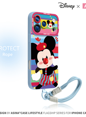 红鼻子米奇适用iPhone17Promax手机壳新款苹果16pro液态硅胶挂绳ip15保护套12可爱软全包迪士尼女14pm防摔13