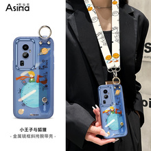 玫瑰狐狸适用opporeno10手机壳9斜挎透明腕带Reno8套支架创意reno7Pro可爱6女款5K软硅胶OPPO全包x5防摔新款