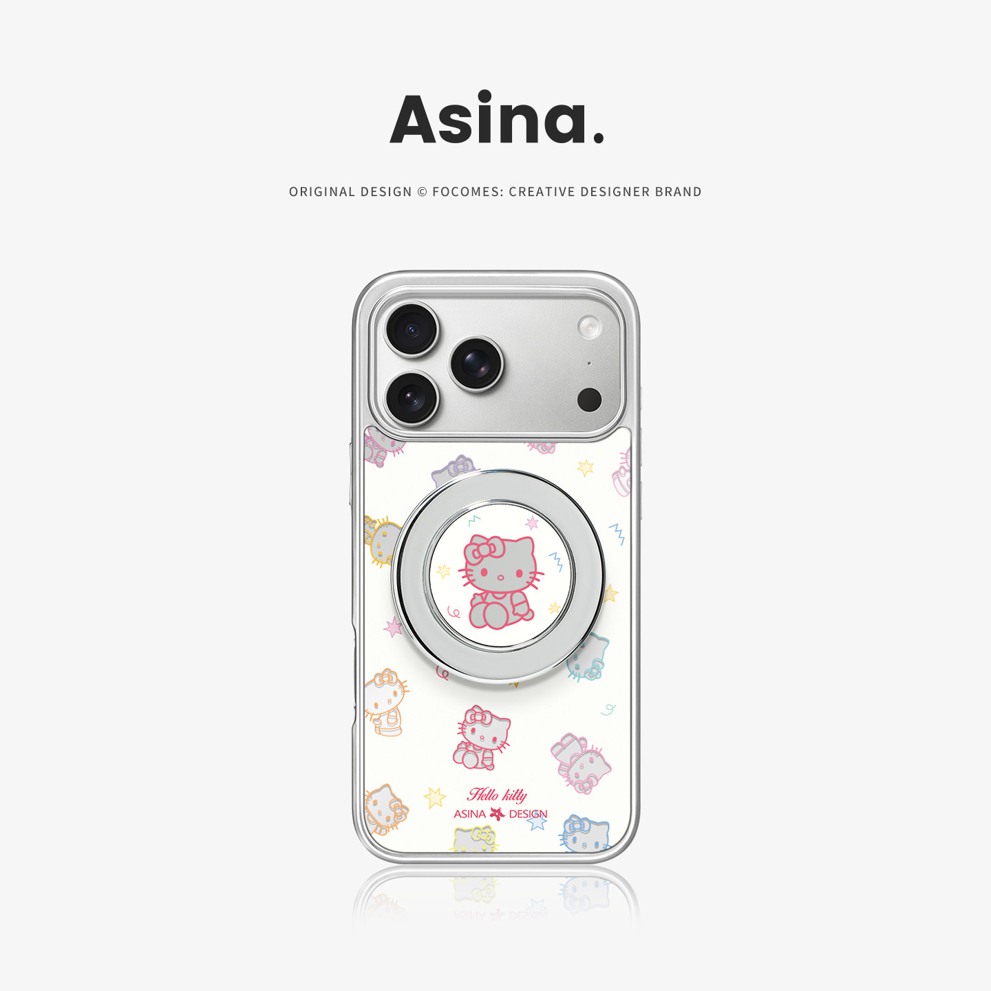 七彩猫咪适用苹果17Promax手机壳新款iPhone16Pro磁吸保护套Co6带支架ip15可爱高级感14网红镜面13pm全包女